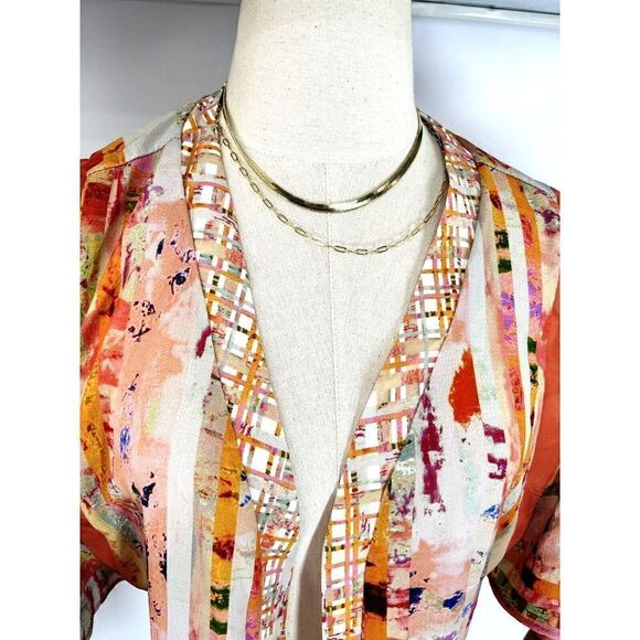 Anthropologie Floreat Kimono Top Jacket Boho Art Wear Abstract OSFM - Picture 6 of 16